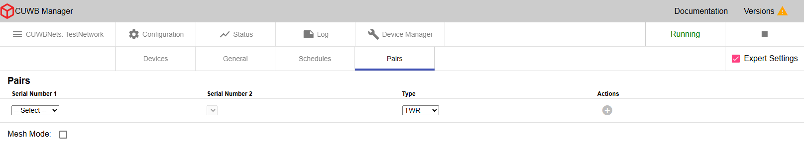Configuration - Pairs in Expert View