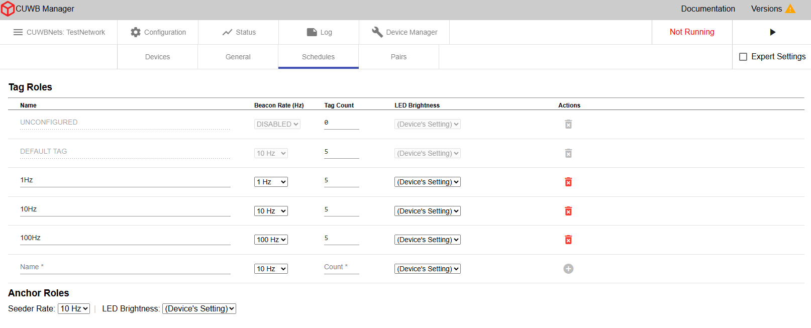 Schedules Tab in MultiTime