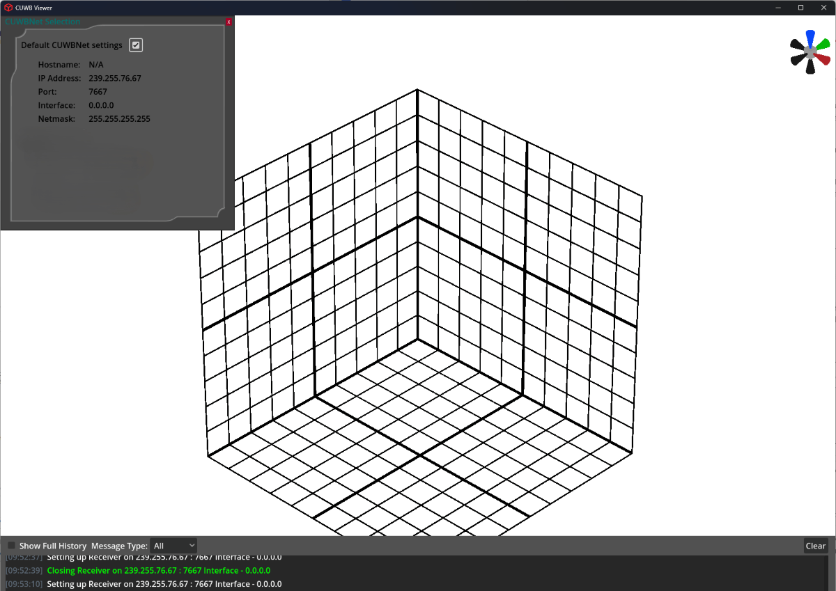 Initial CUWB Viewer Screen