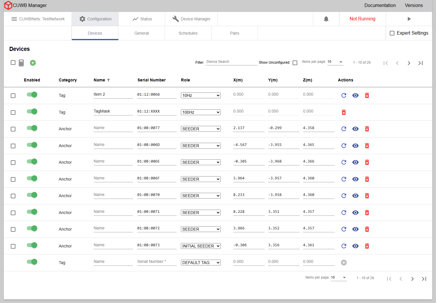 Configuration - Devices Tab