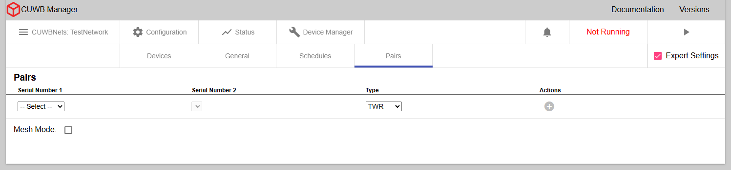 Configuration - Pairs in Expert View
