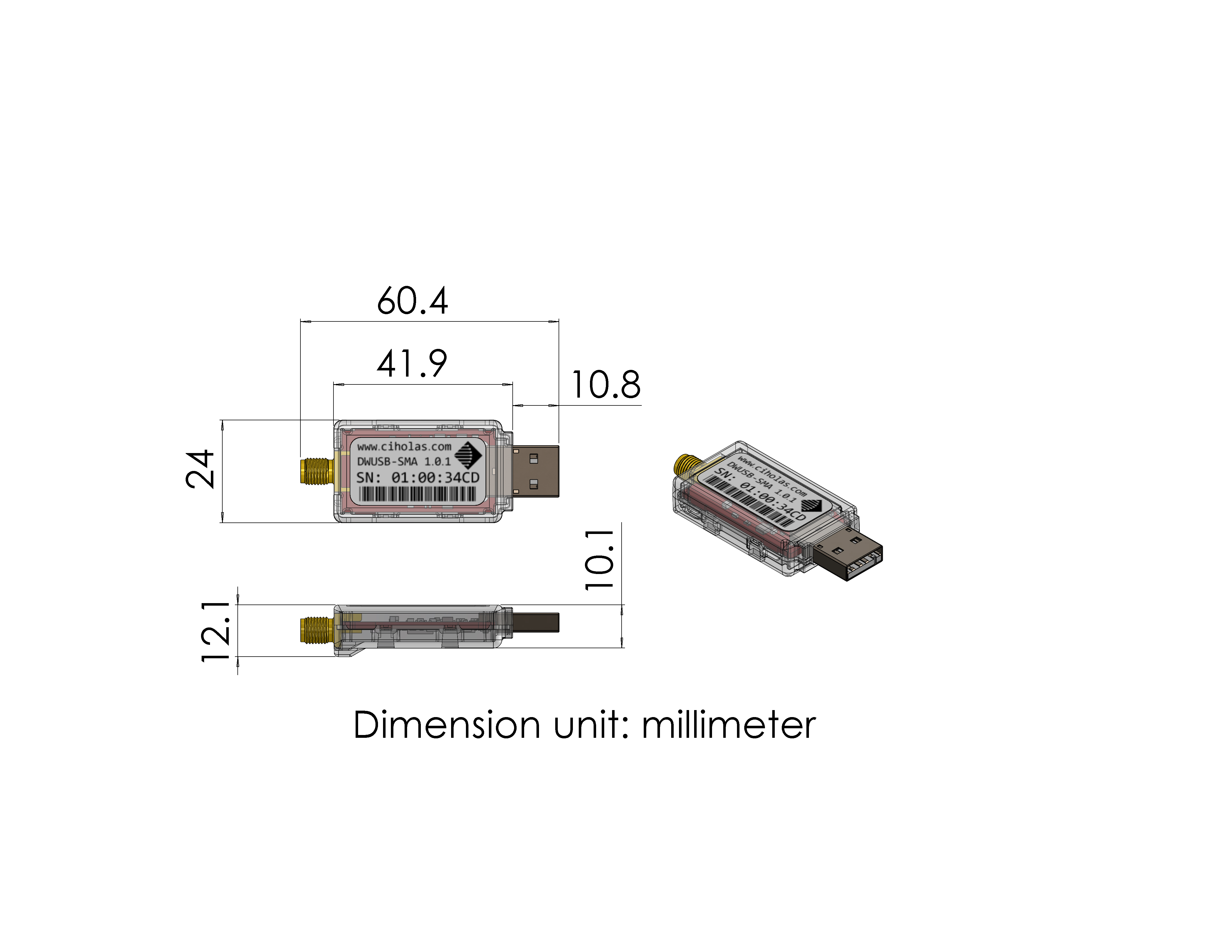 DWUSB Mechanical Drawing